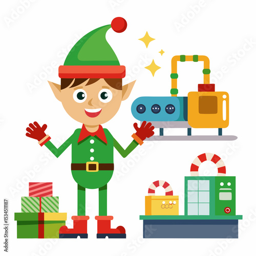 Elf Dancing Beneath Tree – Simple Vector on White