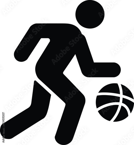 Basketball Player Icon – Dribbling Sport Symbol Vector