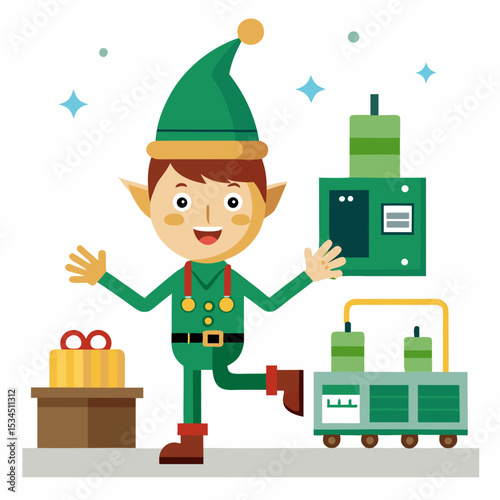 Elf Dancing Beneath Tree – Simple Vector on White