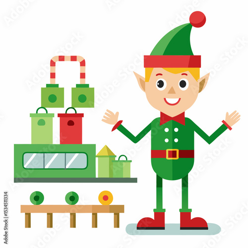 Elf Dancing Beneath Tree – Simple Vector on White