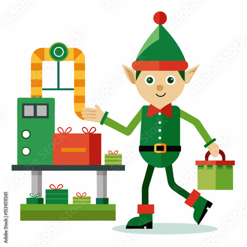 Elf Dancing Beneath Tree – Simple Vector on White
