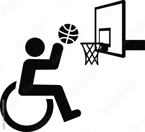 Wheelchair Basketball Icon – Inclusive Sports Silhouette Vector