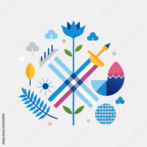 St Andrew’s Day Vector Illustration with Scottish Symbols and Saltire Design