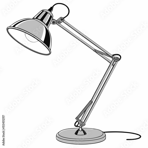 Modern Desk Lamp Icon – Flat Vector Illustration Isolated on White Background