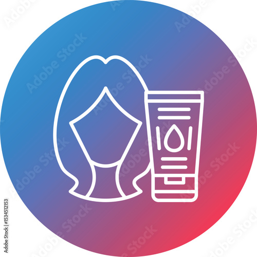Hair Mask Line Gradient Circle Background Icon