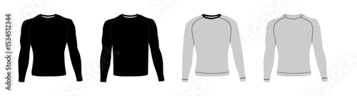 Womens Long Sleeve T Shirt Fashion Flat Sketch Long Sleeve Apparel Template Long sleeve round neck t shirt overall
