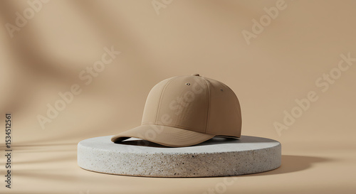 Beige Baseball Cap Mockup Minimalist Product Photography