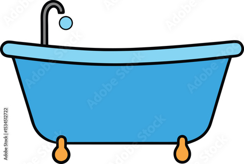 bathtub icon clipart vector on transparent background	
