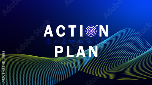 Action plan concept, Business and marketing, objective, strategy, Plan and implementation, action plan icon on virtual screen for Strategic, Vision, Planning and Direction.