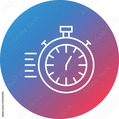Stopwatch Line Gradient Circle Background Icon