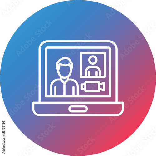 Video Conference Line Gradient Circle Background Icon