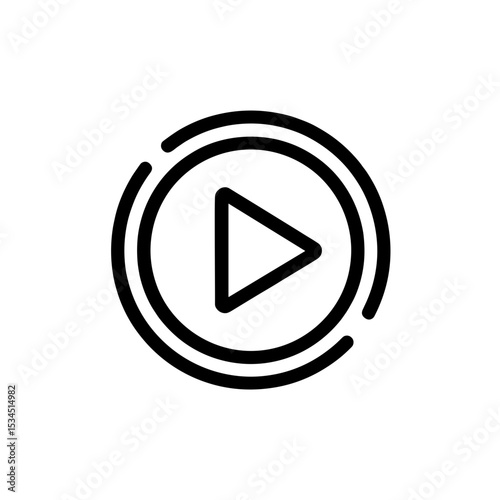 Free Download Play button icon in minimalist design with circular outline   - GFXLoad