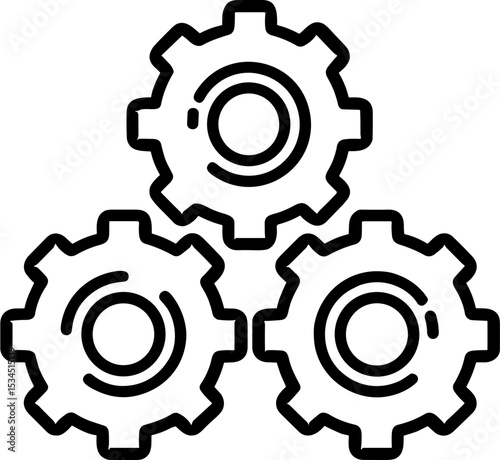 Three interconnected gears in mechanical engineering design  