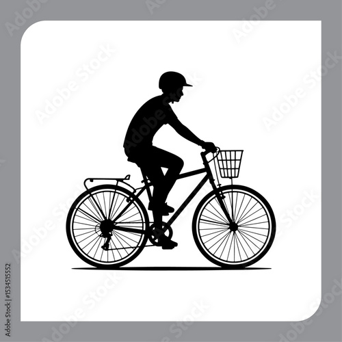 Silhouette of a Cyclist Riding a Bike in a Sporty Vector Style