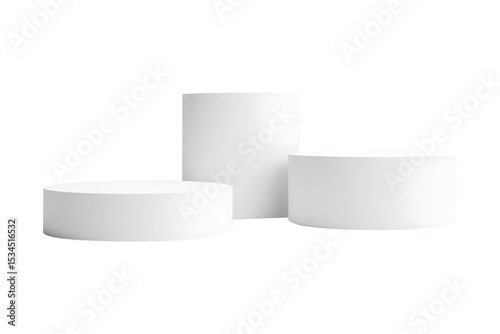 White cylindrical podium isolated on transparent background