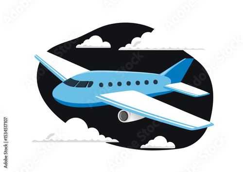 Jet Flying, vector illustration isolated