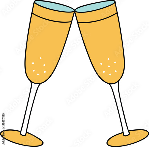 champagne glasses icon clipart vector on transparent background	
