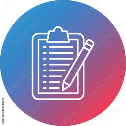Taking Notes Line Gradient Circle Background Icon