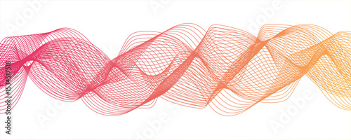 Abstract colorful glowing wave curved lines background. Frequency sound wave lines.Wave pattern glowing science flowing line. Sense of depth, rhythm, and motion. Bright dynamic gradient.