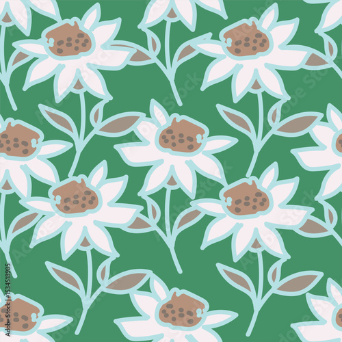 Hand drawn flowers seamless pattern