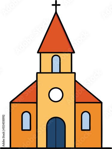 church building icon clipart vector on transparent background	
