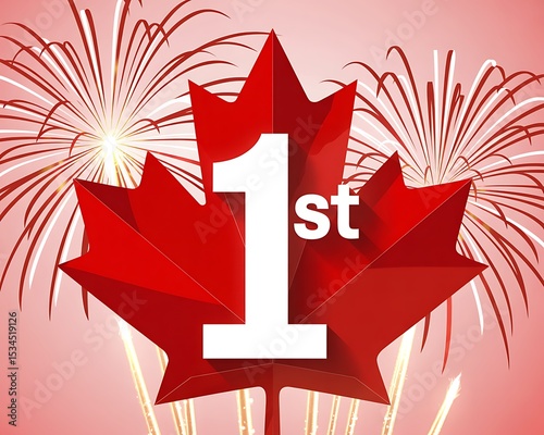 Canada day first place winner fireworks maple leaf photo