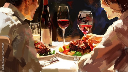 Couple dining romantic interior