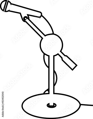 Microphones on counters and microphones and stands separately for design icon Vector silhouette clip arts. Retro and modern music sign, mic tool. Close-up microphone stand in small