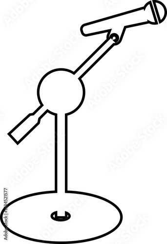 Microphones on counters and microphones and stands separately for design icon Vector silhouette clip arts. Retro and modern music sign, mic tool. Close-up microphone stand in small