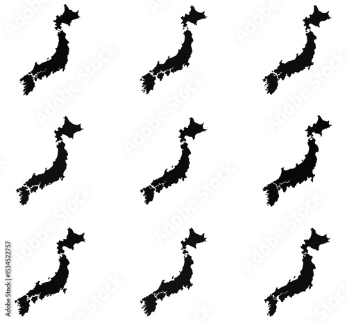 Simple Black and White Silhouette of Japan's Islands