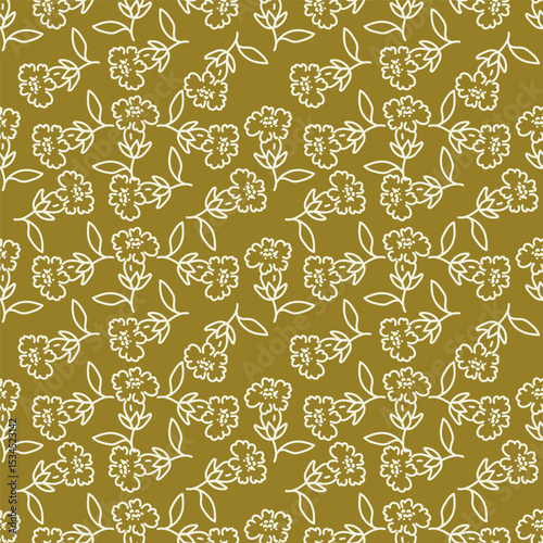 Hand drawn flowers seamless pattern