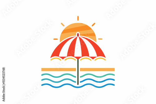 beach umbrella sun heat summer icon