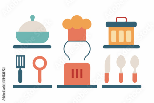 chef hat spoon kitchen cooking icon