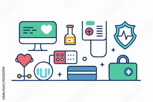 dental mirror heart monitor health icon