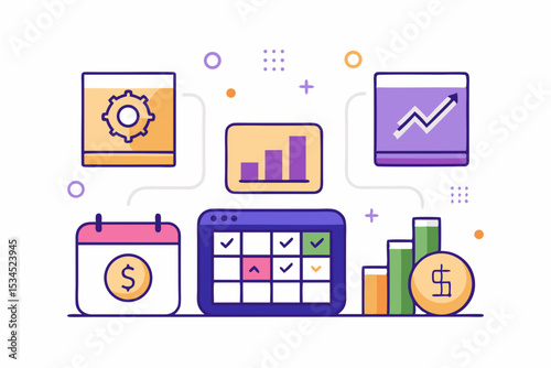 dollar uptrend calendar payment icon