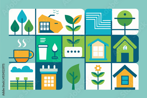 eco home rainwater harvesting icon