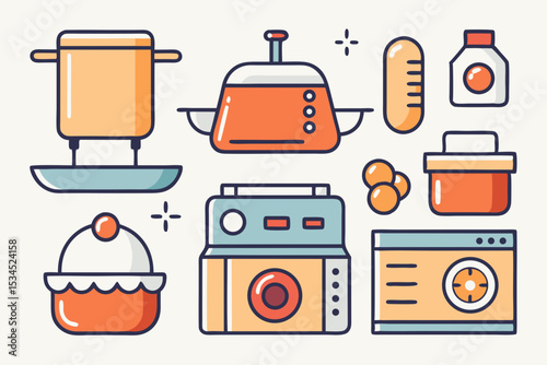 pressure cooker icon set