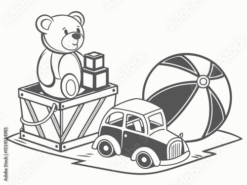 Cute cartoon toys illustration for kids