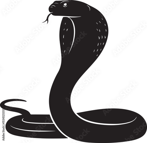 Cobra – Solid Black Silhouette and Outline Vector Set
