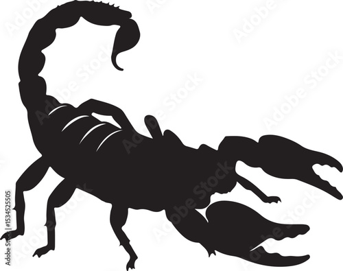 Emperor Scorpion – Solid Black Silhouette and Outline Vector Set