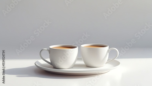 Wallpaper Mural Minimalist Coffee Cups on White Saucer – Clean Modern Aesthetic Torontodigital.ca