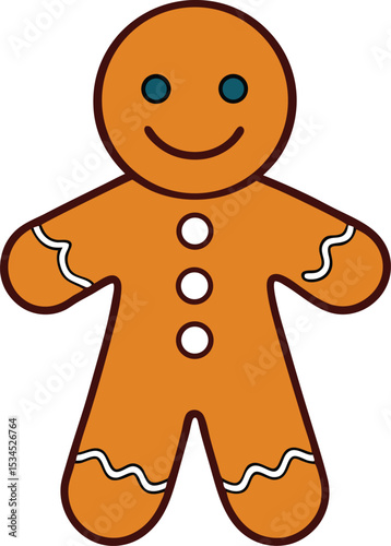 gingerbread man icon clipart vector on transparent background
