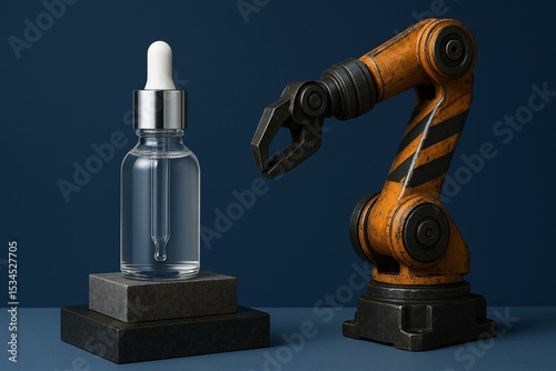 Robotic Arm with Dropper Bottle Mockup for Modern Packaging Manufacturing
