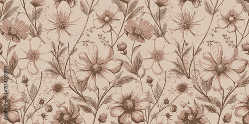 Beautiful floral pattern featuring pink and beige flowers on a soft backdrop.