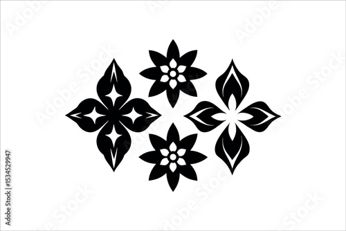 set of floral design elements