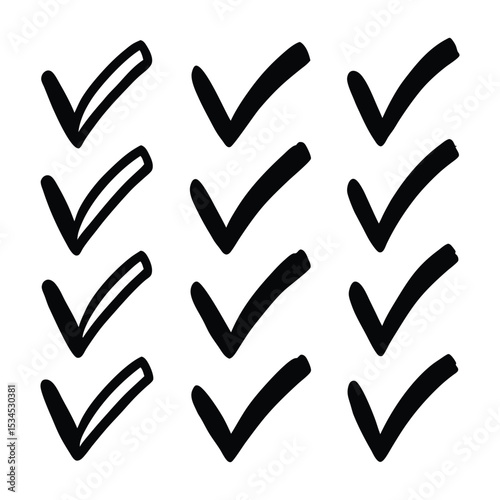 Hand drawn check mark icons set collection