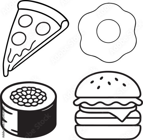 Fully Editable Foods Line Art Set
