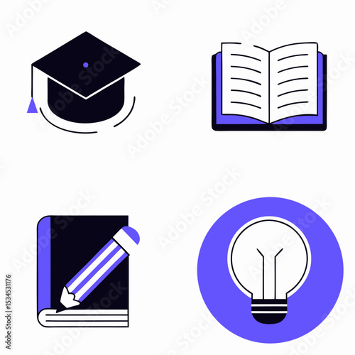 education icons set vector