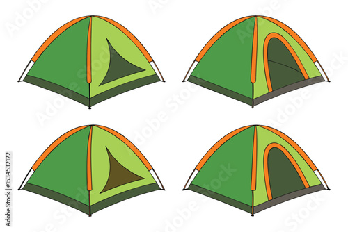 Camping Illustration Colorful Tents in a Vector Design for Outdoor Adventure and Recreation
