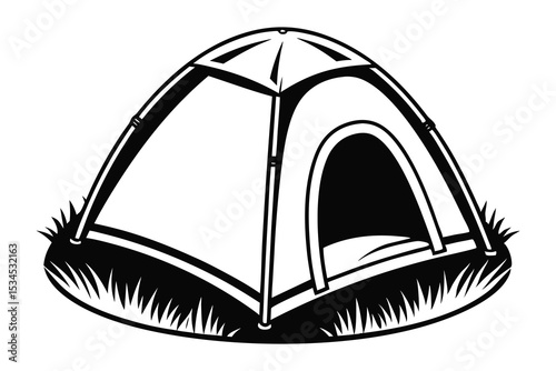 Camping Illustration Tent Trees and Campfire Scene in Vector Format for Graphic Design Projects